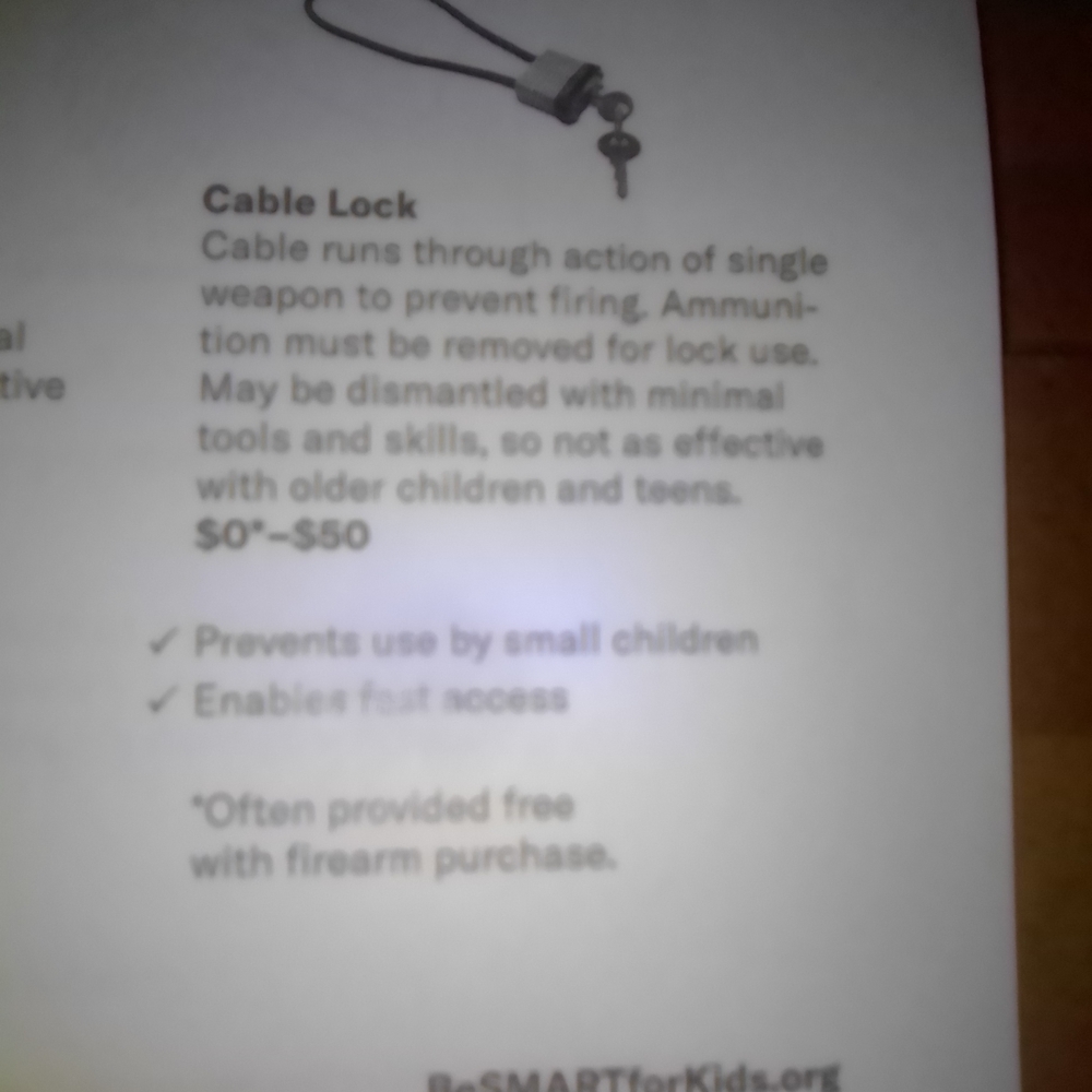 Cable Lock with Key For Guns